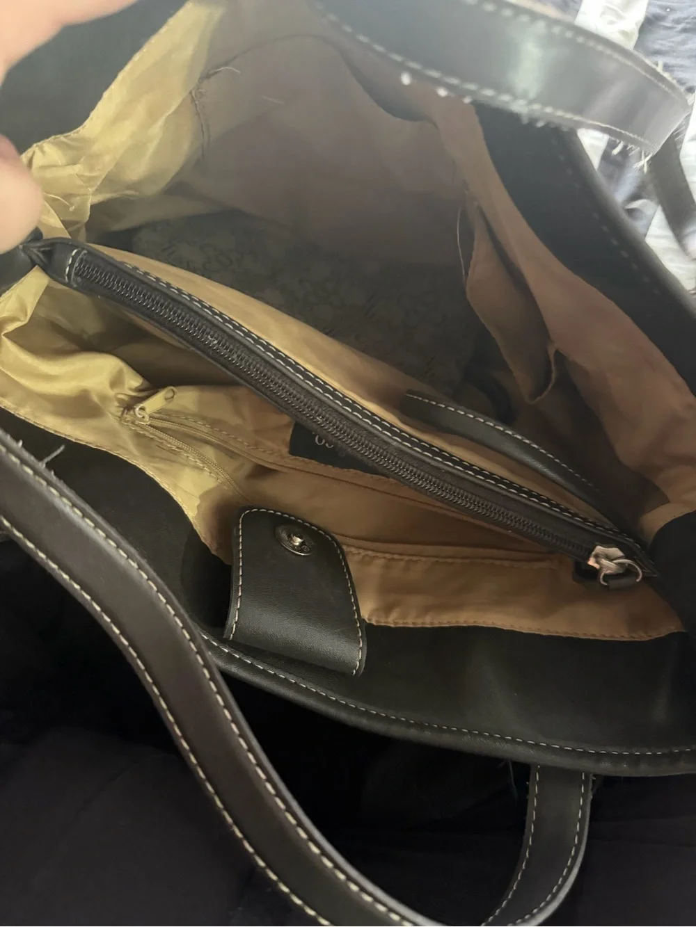 liz & co. Multicolor Pattern Tote with Brown Trim